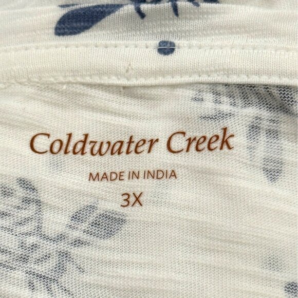 Coldwater Creek Bee Print Top Short Sleeve River Blue White Womens Size 3X NEW - Picture 4 of 9